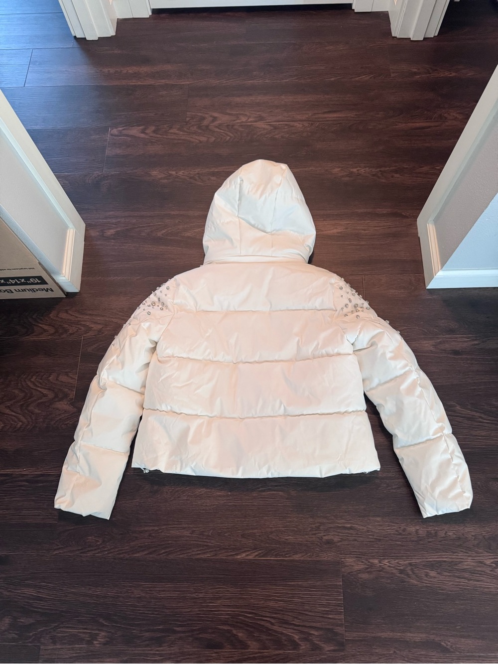 White Rhinestone Puffer Jacket - Picture 2 of 4
